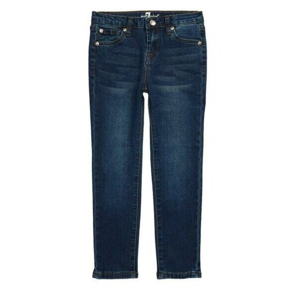New! 7 FOR ALL MANKIND Big Girls Dark Wash Stretch Denim Skinny Jeans - Picture 1 of 8